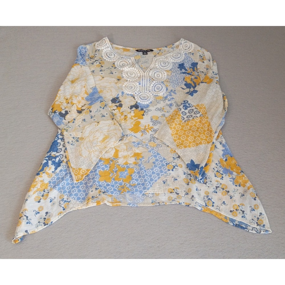 Zac & Rachel Bell Sleeve Peasant Top Women's Size PL Boho Flowy‎ Beach